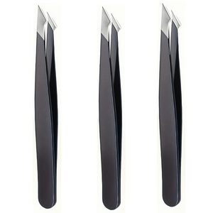 Pinces à épiler professionnelles en acier inoxydable, pointe fine, design moderne, durables, ensemble noir et argent - Product Image 2