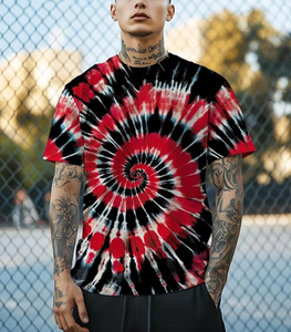 T-shirts imprimés tie-dye de qualité supérieure pour hommes, style hippie senior, manches courtes, pour l'été, 100% coton, 180 GSM - Product Image 1