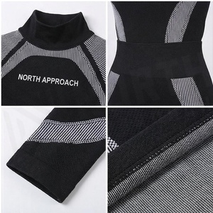 North Approach High Quality 2 Piece Yoga Set Full Length <b>Turtleneck</b> Sweat Wicking Sportswear Women's Color Blocking Seamless - Product Image 5