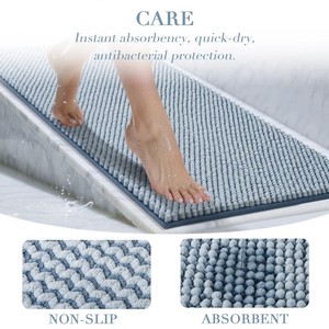 Blue Cotton Bath <b>Mat</b> <b>Set</b> 2 Piece Rectangle Non Slip Tufted Thick Modern <b>Bathroom</b> Rug - Product Image 3