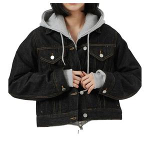 Vente en gros Meilleurs jeans en denim à manches longues pour femmes Décoration boutonnée OEM Personnalisé à capuche Lavé Style ÉLÉGAN 100% coton - Product Image 1