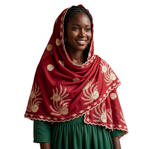 Wholesale Women Cotton Shawl Rose Floral Rhinestone Embroidered Lightweight Breathable Soft Wrap <b>Scarf</b> OEM ODM Custom - Product Image 1