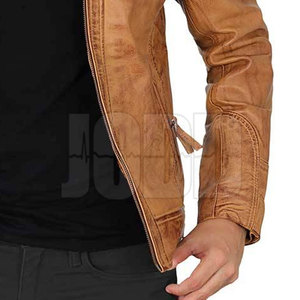 Chaqueta de Cuero para Hombre, Cálida y Transpirable para Invierno, con Cuello Alto y Logotipo Frontal, de Piel de Vaca, Estilo Casual - Product Image 5