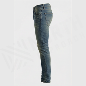 Jean en denim déchiré coupe droite pour homme, coupe slim, taille mi-haute, en coton, style décontracté, idéal pour le printemps - Product Image 3