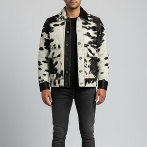 Chaqueta de Motociclista para Hombre, de Cuero Vacuno Auténtico, Mangas Largas, Estilo Robusto y Moderno, Construcción Resistente, Resistente al Viento, para Invierno, de Fábrica - Product Image 1