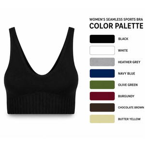 Sujetador deportivo de punto sin costuras para mujer, top corto transpirable de secado rápido, soporte medio, espalda cruzada, logotipo personalizado, ropa para correr y yoga - Product Image 5