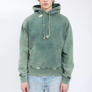<b>Top</b> Quality Custom Vintage Acid Wash Hoodie Men Heavy French No <b>String</b> Hoodies Unisex Pullover Hoodie Cotton 320g 400 Gsm - Product Image 5