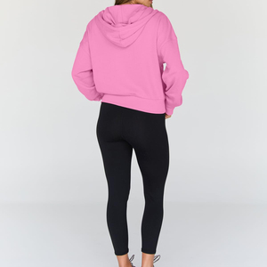 Custom Women Cropped Hoodie Fleece Pullover Sweatshirt Casual Fitness Streetwear Long Sleeve Private Label ODM Apparel - Product Image 2