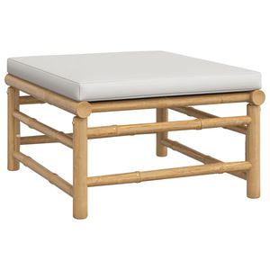 Set Lounge da Giardino in Bambù Grigio Chiaro di Medie Dimensioni in Poliestere - per Intrattenimento all'Aperto - Product Image 6