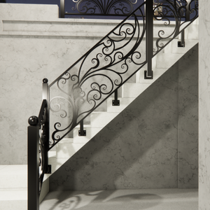 Decorative Wrought Iron Stair Railing Custom <b>Hand</b> Rail Metal Deck Railing Strong Durable Outdoor Indoor Solution - Product Image 5