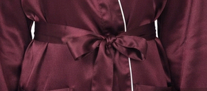 Robe longue en satin pour femme, col en V, manches longues, élégante, 100% soie, fermeture à cordon, vêtements d'hiver, ensemble de robe en polyester - Product Image 4