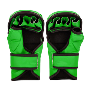 Best Quality MMA Gloves Adult Green Color Martial Arts Wear Genuine Leather Lightweight Adjustable Straps <b>Hook</b> Loop Closure - Product Image 4