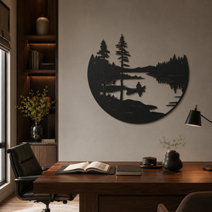 Arte de Pared de Hierro, Escena de Montaña y Lago, Decoración Contemporánea, Escultura Metálica para Interiores y Exteriores - Product Image 3