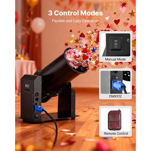 Macchina Elettrica per Coriandoli da 1500W con Telecomando DMX512 e Design Portatile per Eventi e Feste - Product Image 4