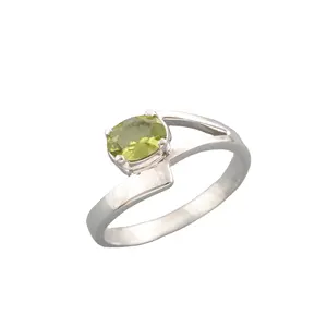 Clásico facetado peridoto 925 plata esterlina anillo unisex joyería de plata distribuidor de joyas