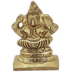 Petite statue de Ganesha en laiton de 2 pouces faite à la main Sculpture porte-bonheur pour cadeaux fabriquée en Inde - Product Image 3