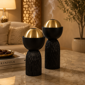 Solid Wooden Metal Oud Burner Modern Eco Friendly Arabic Bakhoor Burner Polish Finished Incense Holder Luxury <b>Eid</b> <b>Gift</b> Wholesale - Product Image 1