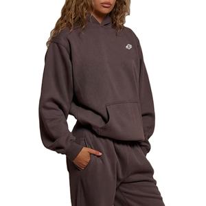 Sudaderas de Forro Polar Lisas para Mujer, 100% Algodón, Corte Holgado y Relajado, Sensación Suave, Sudadera de Invierno, Logotipo Personalizado, Bordado 3D - Product Image 1