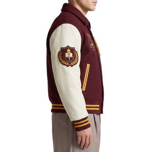 Veste de baseball personnalisée en gros, corps en laine de haute qualité et manches en cuir, broderie personnalisée, veste universitaire pour hommes - Product Image 4