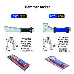 JY585 JANN-YEI Heavy Duty <b>DIY</b> Industrial Hammer Tacker Hand <b>Tool</b> OEM ODM Options Chrome Silver+Blue Rear Loading 165pcs 1 Year - Product Image 3