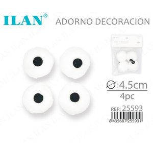 Occhi decorativi ILAN 4,5 cm bianchi, 4 pezzi per artigianato e cucito - Product Image 3