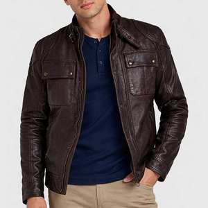 Chaqueta de Cuero Genuino para Hombre, Corte Ajustado, Diseño Inspirado en Motocicletas, Chaqueta de Invierno para Conjuntos Elegantes de Invierno y Uso Diario - Product Image 5