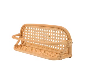 Vintage Horizontal Rattan <b>wall</b>-<b>mounted</b> <b>shelf</b> Cane Webbing Bamboo Floating Rack Bathroom Makeup Cosmetic Decorative Storage <b>Shelf</b> - Product Image 4