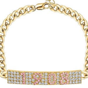 Bracelet chaîne en cristal doré avec breloque barre en strass colorés, élégant accessoire de mode pour femmes et jeunes filles, idéal pour les soirées - Product Image 3
