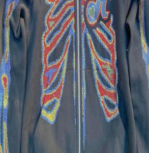 Sudadera con Capucha Personalizada de Diseño Novedoso Unisex de Poliéster/Algodón, Holgada, Lisa, de Invierno, a la Moda, Casual, con Corte y Costura Especiales, con Diseño de Esqueleto y Cobertura Total del Rostro - Product Image 2