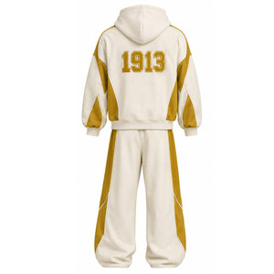 Ensemble de survêtement unisexe Sigma Chi 1913 crème et or avec sweat à capuche et pantalon décontracté à cordon de serrage, poches et imprimé lettres - Product Image 3