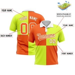 เสื้อโปโลเบสบอลผู้ชายแบบสั่งทำพิเศษ สีส้มเขียวมะนาว พิมพ์ลายแบบ Sublimation แห้งเร็ว เสื้อผ้ากีฬา แขนสั้นสำหรับผู้ใหญ่ - Product Image 2