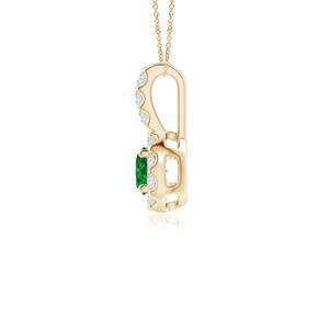 14K <b>Solid</b> <b>Gold</b> Natural Emerald Emerald <b>Pendant</b> With Bar-Set Diamond Halo Classic Fine Jewellery Anniversary Gift For Her 2026 - Product Image 3