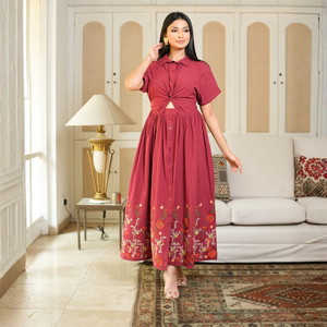 Elegante Vestido Maxi Rojo de Algodón para Mujer - Product Image 5