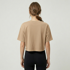 High Quality Black Women <b>Crop</b> T Shirt Cotton Short Sleeve Oversized Boxy Streetwear T Shirt Custom Print OEM Wholesale - Product Image 5