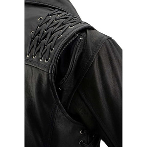 Chaqueta de Motociclista Clásica de Cuero Premium para Mujer, Estilo MC, SAMROZ SPORTS - Product Image 3