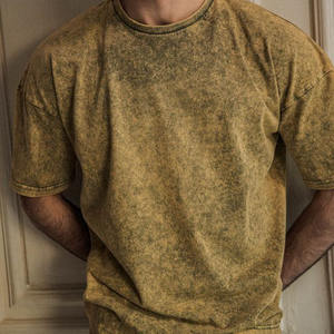 T-shirts vintage lavés pour hommes en coton lourd surdimensionné 100% coton blanc lavé à l'acide t-shirt à manches courtes pour hommes - Product Image 5