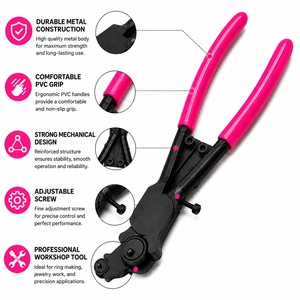 Alicates para doblar joyas para hacer anillos, herramienta de acero con mango rosa, equipo para engastar joyas de 180 mm - Product Image 3