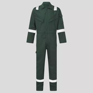 Combinaison de travail pour homme, vert foncé, bandes réfléchissantes, coton, uniforme, usage industriel - Product Image 4