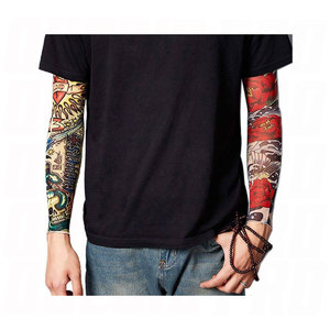 Manchon de bras en soie anti-UV, respirant et rafraîchissant, antidérapant, pour cyclisme, protection solaire, effet tatouage, grande taille - Product Image 4