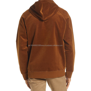 Oem High Quality Premium Hoodies Custom Logo Embroidery Vintage Heavyweight <b>Brown</b> Corduroy Hoodie - Product Image 2