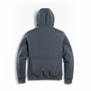 Men's Hooded <b>Fleece</b> Jacket Zipper Closure Casual Autumn Wear Windproof Solid Color Regular Fit - Product Image 3