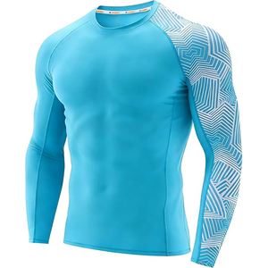 Wholesale Men Long Sleeve Rash Guard <b>Compression</b> <b>Shirt</b> Graphic Print UV Protection Custom Logo OEM - Product Image 1