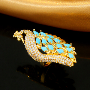 Anillo de Cisne con Circonitas de Moda de Dubái, Chapado en Oro de 21k, Anillos de Cobre para Novia con Diseño de Pavo Real, Joyería para Mujer para Fiestas - Product Image 5