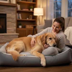 Cama Extra Grande para Perro de Terciopelo de 95x130x20 cm, Sofá Desmontable Suave y Cálido para Mascotas - Product Image 1