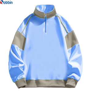 Sudaderas con capucha personalizadas para hombre, sudadera de algodón con bloques de color, cierre de cremallera de un cuarto y mangas largas holgadas - Product Image 6