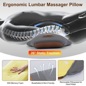 Almohada de Masaje Lumbar Eléctrica 2 en 1 con Espuma Viscoelástica, Masajeador de Espalda Baja con Calor y Vibración, Adaptador para Alivio del Dolor - Product Image 2