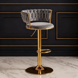 Tabouret de bar moderne et écologique en métal avec structure métallique, design minimaliste, mobilier d'îlot de cuisine, siège stable à hauteur de comptoir - Product Image 2