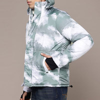 Veste matelassée à imprimé nuage pour homme, hiver, à capuche, épaisse, en polyester, coupe-vent, décontractée, avec fermeture à boutons