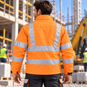 Veste de sécurité haute visibilité TwillSports pour hommes, orange, réfléchissante, vêtements de travail imperméables, manteau d'hiver, vêtements de protection personnalisés imprimés pour l'extérieur - Product Image 3