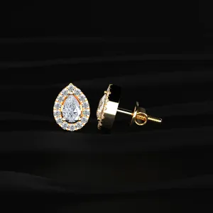 Elegantes Pendientes de Diamantes en Forma de Pera, Regalo de Compromiso y Aniversario, Pendientes de Diamantes Únicos con Claridad VVS-VS - Product Image 2